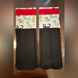 Set of Cat Print Hanging Kitchen Towels